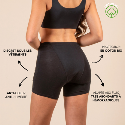 Boxer menstruel Romy, schéma des 5 couches absorbantes
