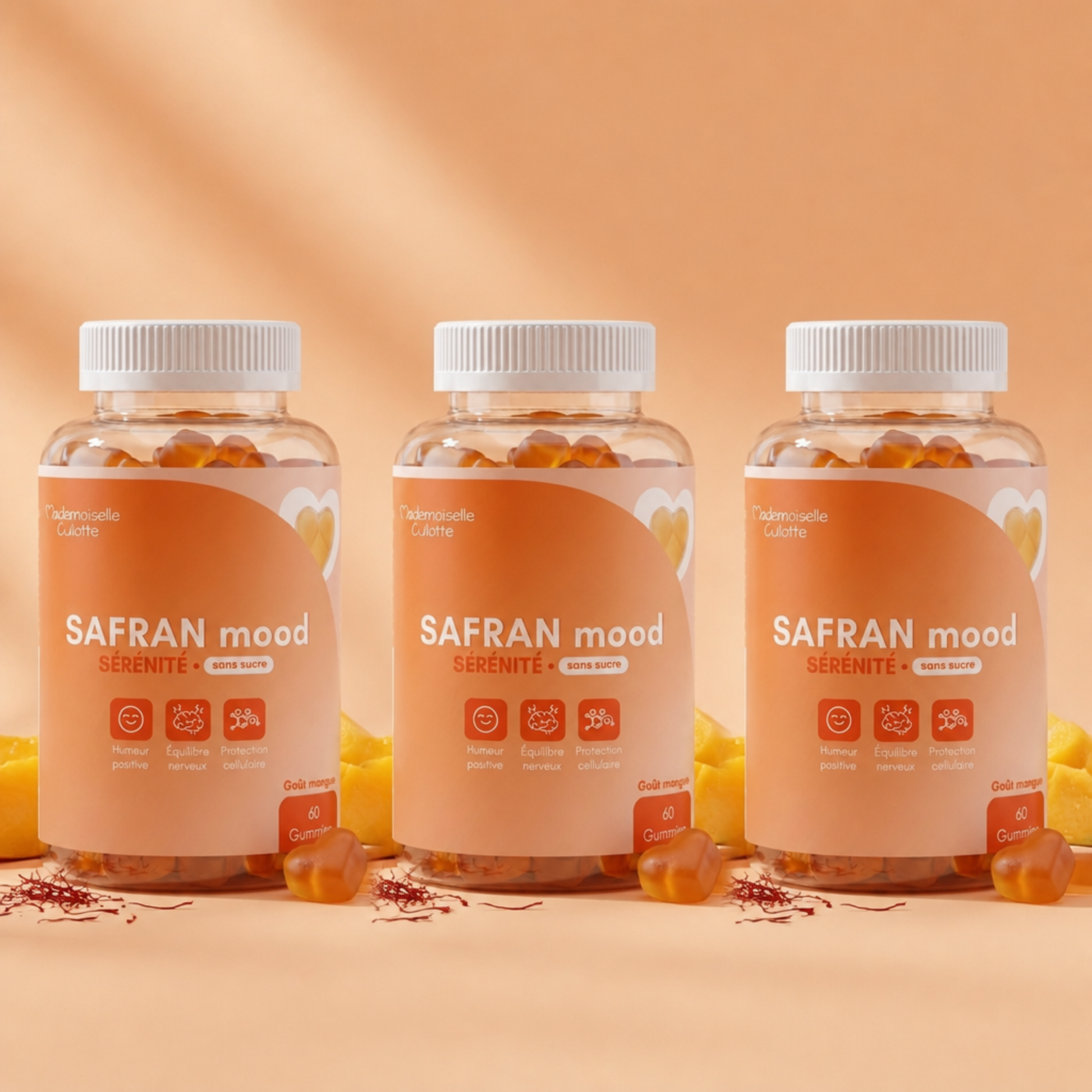 pack 3 flacons gummies safran mood