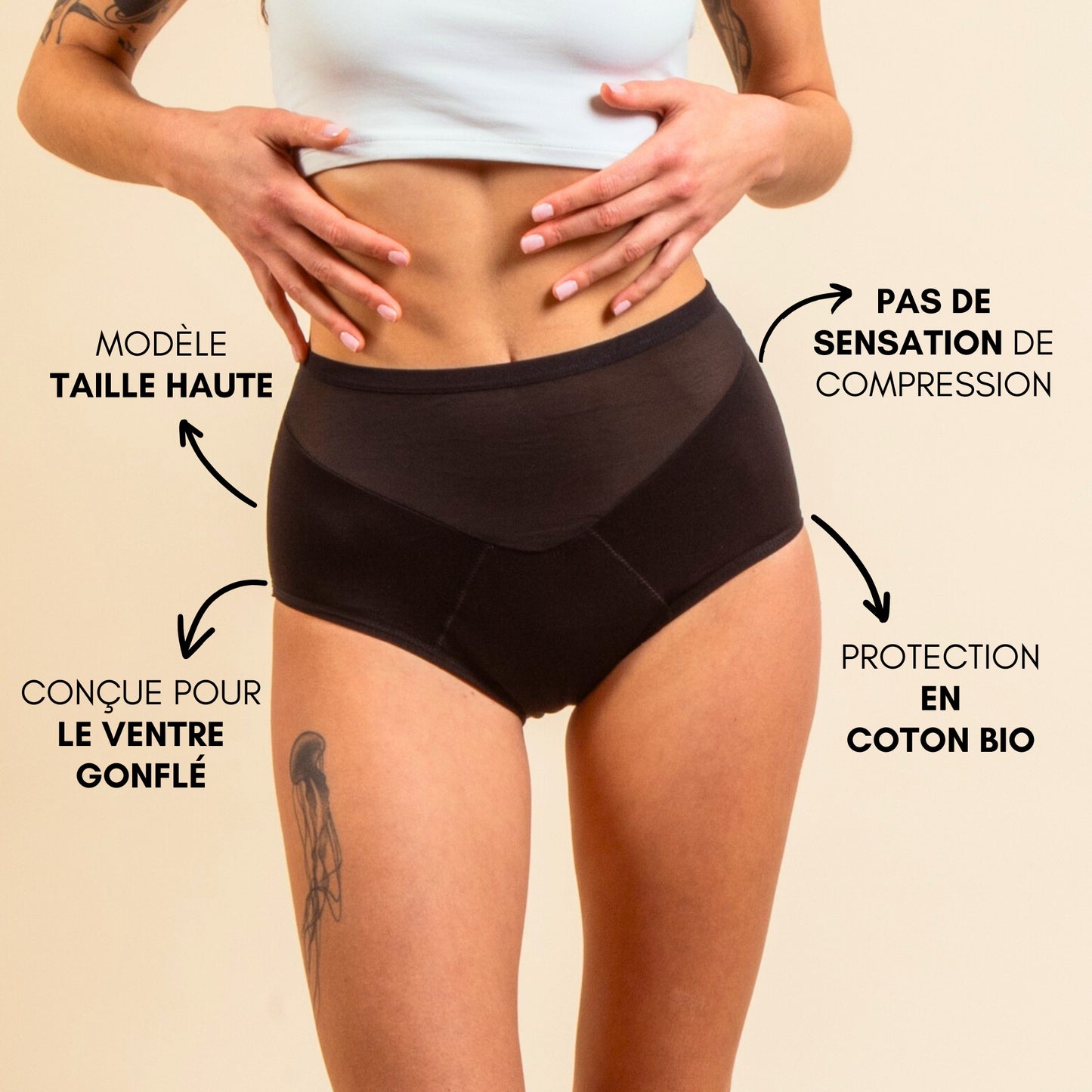 Culotte Menstruelle Vanessa taille haute (Nouveauté)