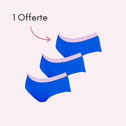 Culotte menstruelle ados Victoire bleu pack x3