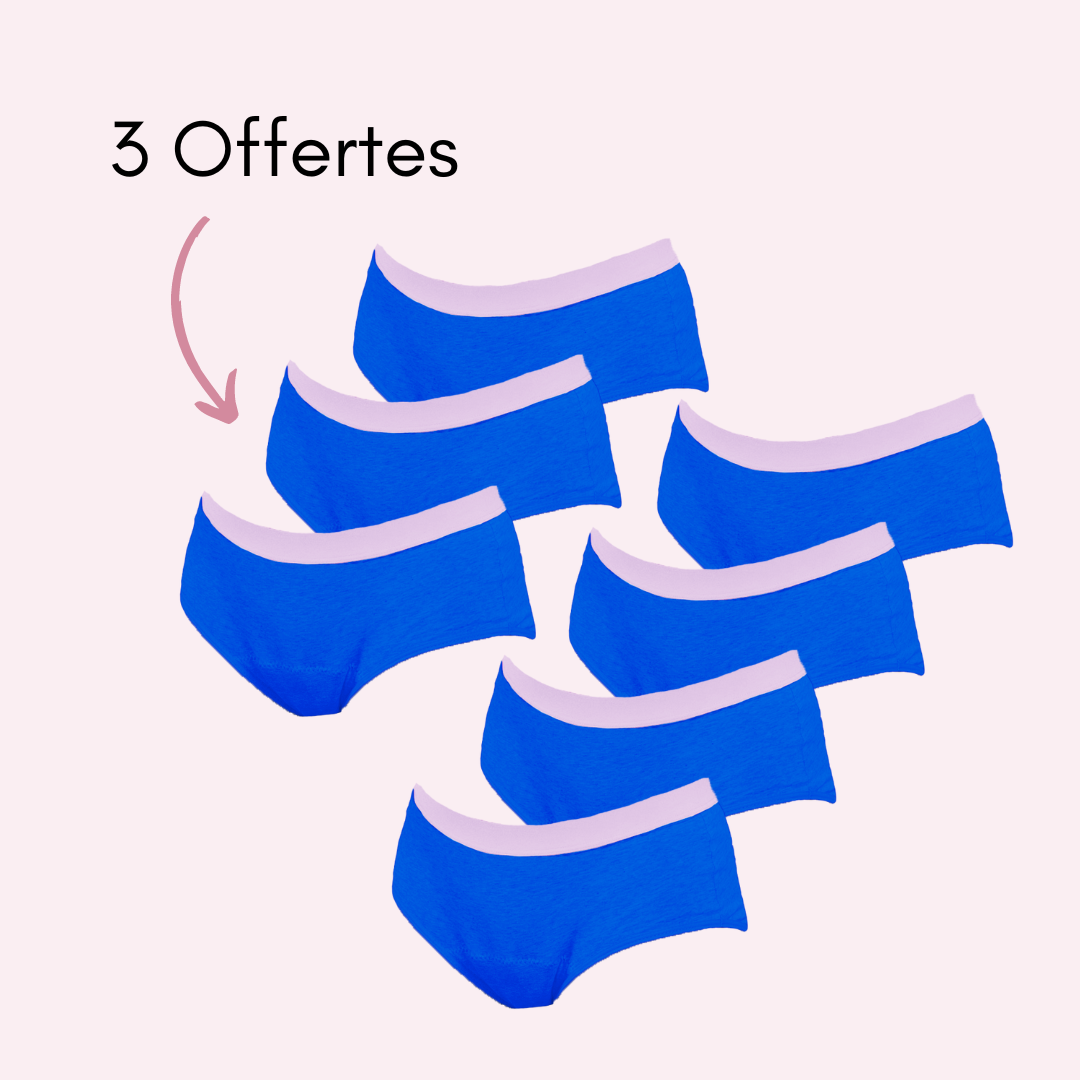 Culotte menstruelle ados Victoire bleu pack x7