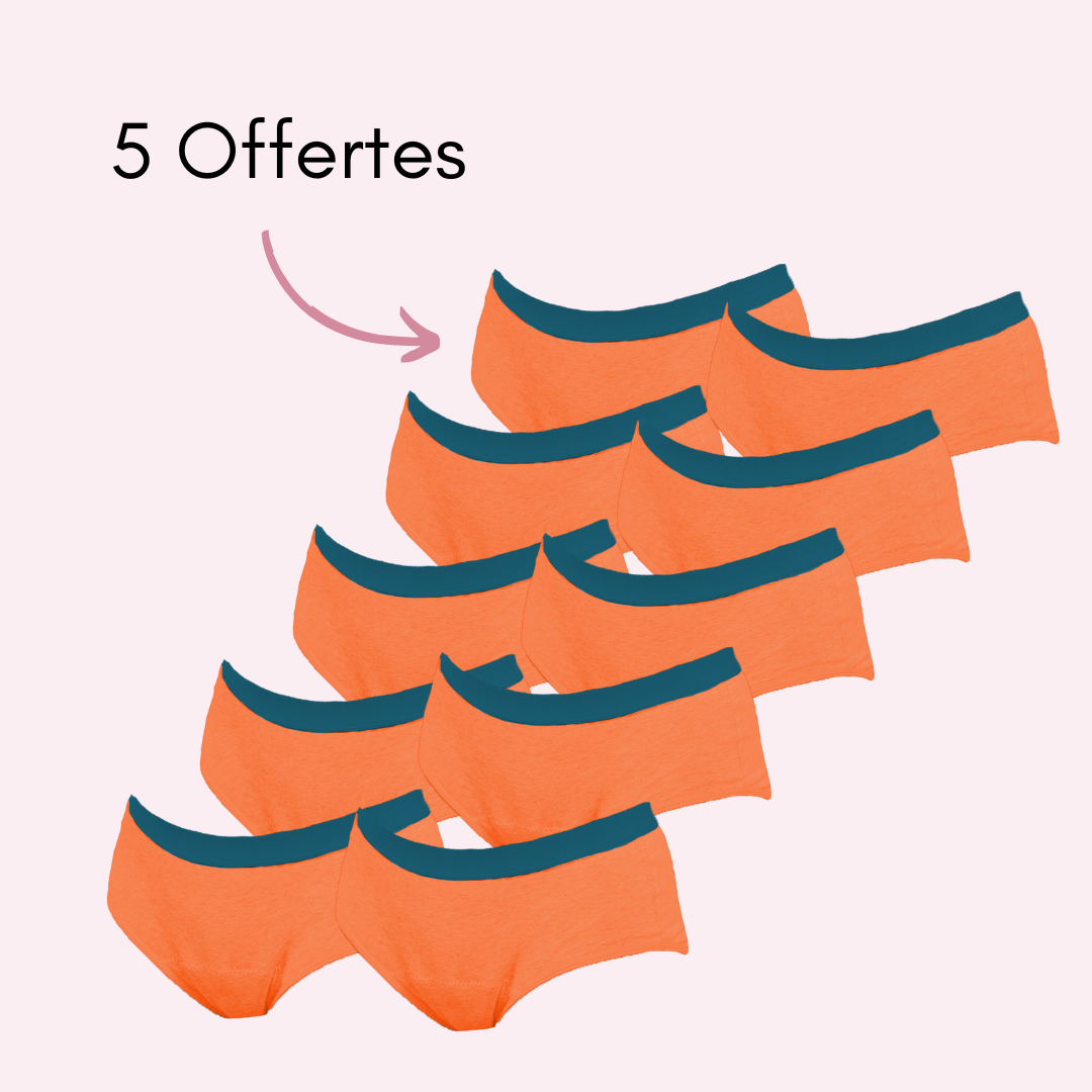 Culotte menstruelle ados Victoire orange pack x10