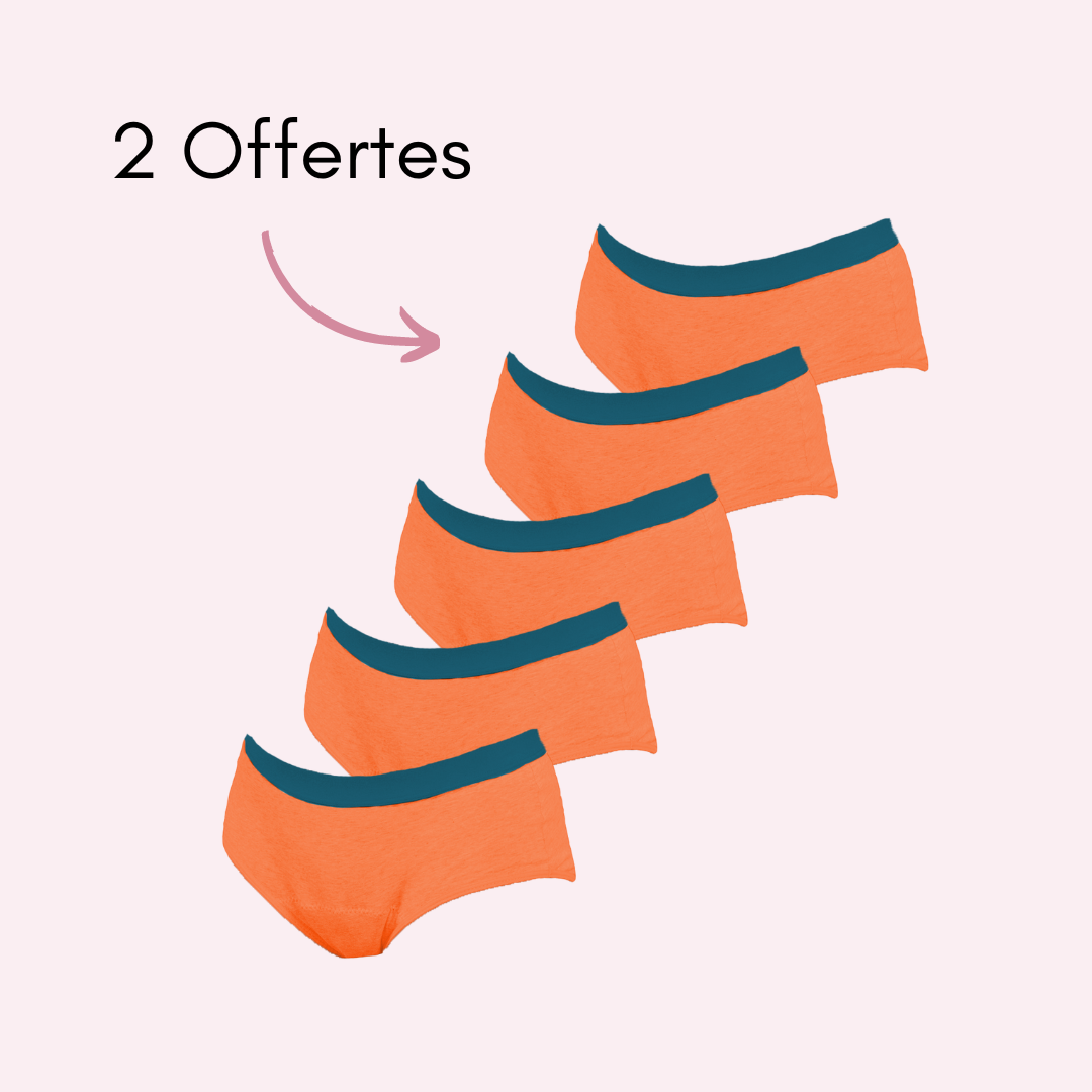 Culotte menstruelle ados Victoire orange pack x5