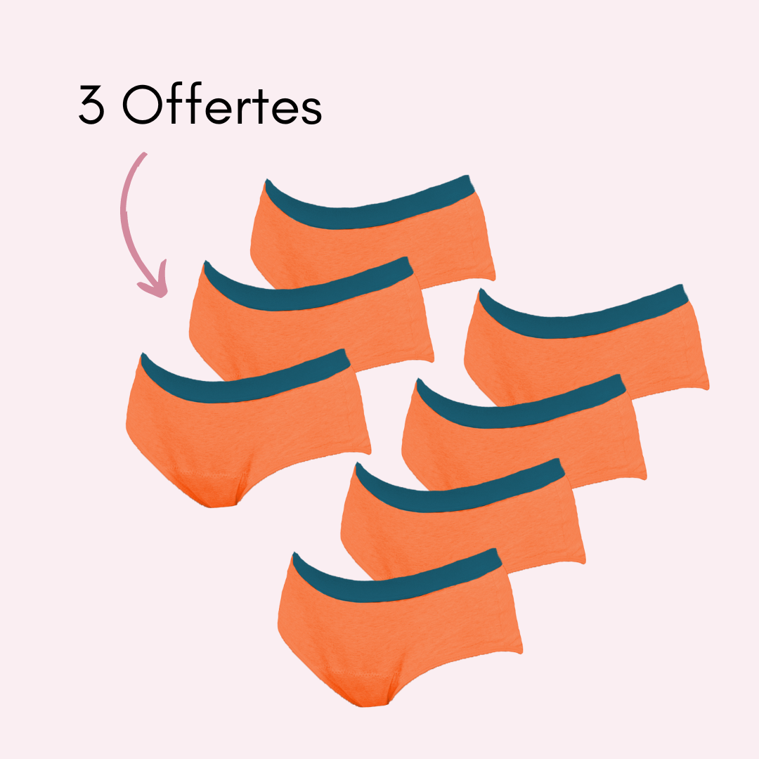 Culotte menstruelle ados Victoire orange pack x7