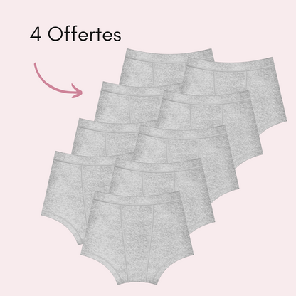 Boxer Menstruel Pauline Gris, 5 pièces + 4 offertes