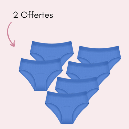 Culotte Menstruelle Ados Léa Bleu, 4 pièces + 2 offertes