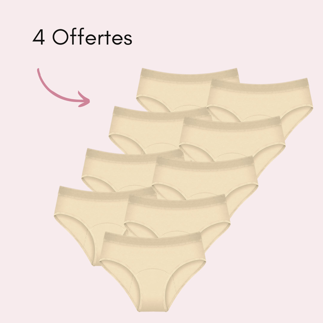 Culotte Menstruelle Ados Léa Beige, 5 pièces + 4 offertes
