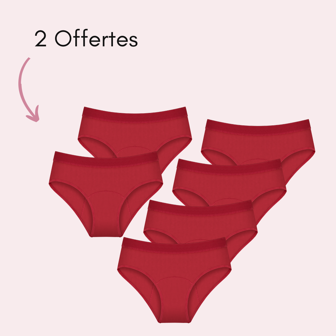 Culotte Menstruelle Ados Léa Rouge, 4 pièces + 2 offertes