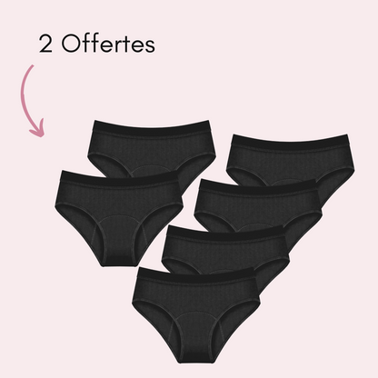 Culotte Menstruelle Ados Léa Noir, 4 pièces + 2 offertes
