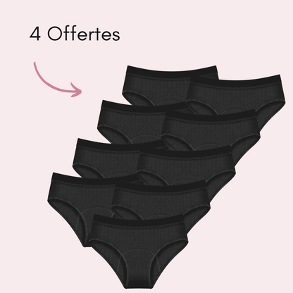 Culotte Menstruelle Ados Léa Noir, 5 pièces + 4 offertes