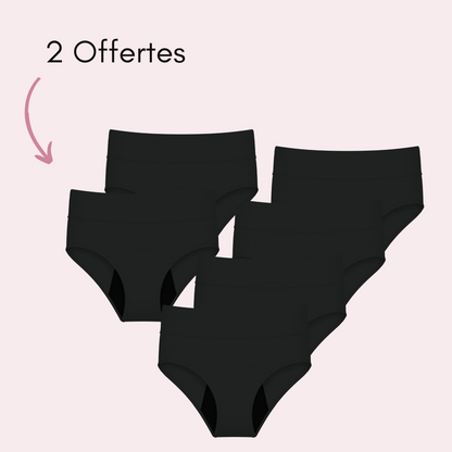 Culotte Menstruelle Respirante Ados Céleste Noir, 4 pièces + 2 offertes