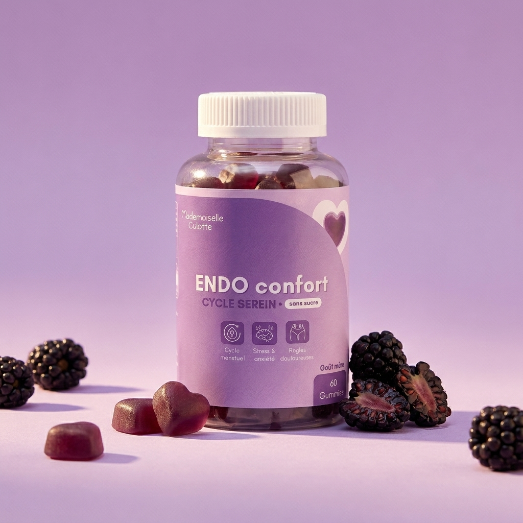 Endo Confort — pot de gummies cycle serein, goût mûre